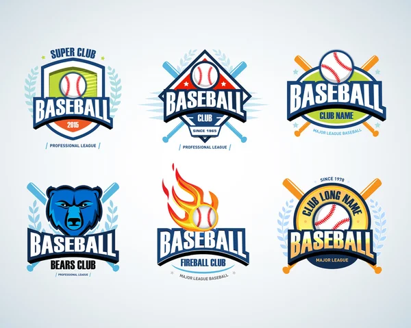 Baseball sport badges logos set — Stock Vector