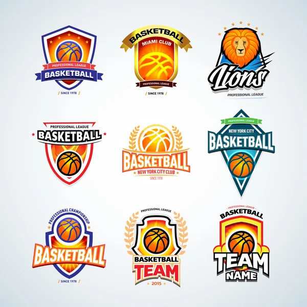 Modelos de logotipo de basquete — Vetor de Stock