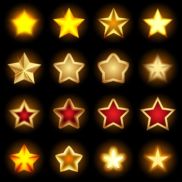 Fényes csillag ikonok beállítása — Stock Vector