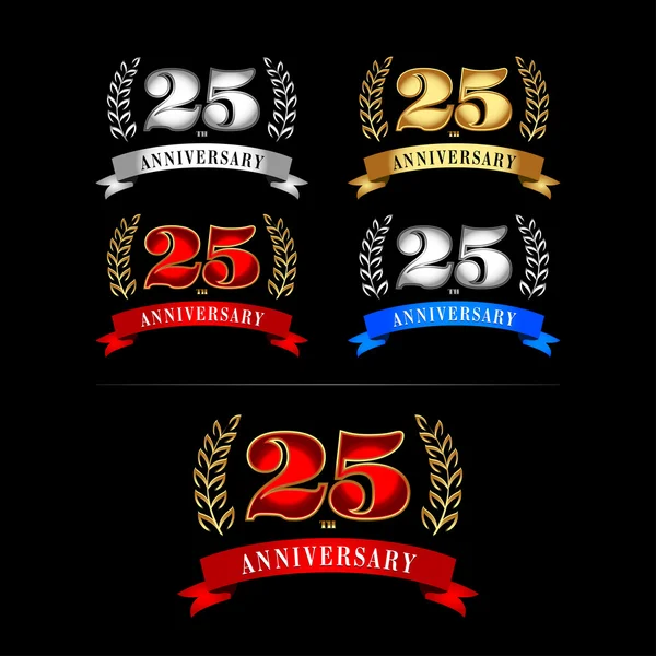 Plantillas de Celebración del 25 Aniversario — Vector de stock
