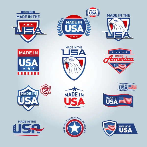 USA et fabriqué aux USA icônes — Image vectorielle