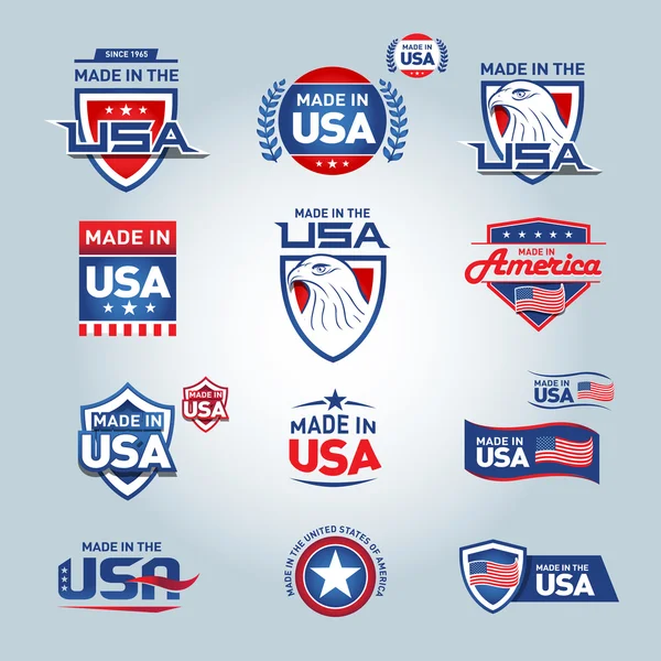 EE.UU. y hecho en los iconos de Estados Unidos — Vector de stock