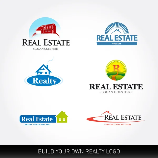 Logotypes immobiliers ensemble — Image vectorielle