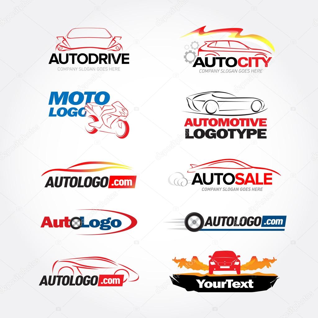 Car logotypes templates set - car service and repair, vector set. Cars logos. Isolated vector logo templates set.