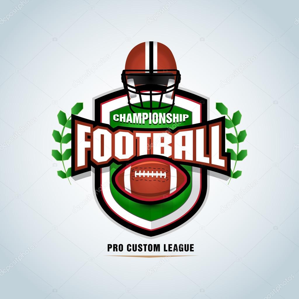American football logo template, badge, t-shirt, label, emblem. Football helmet. Vector illustration.
