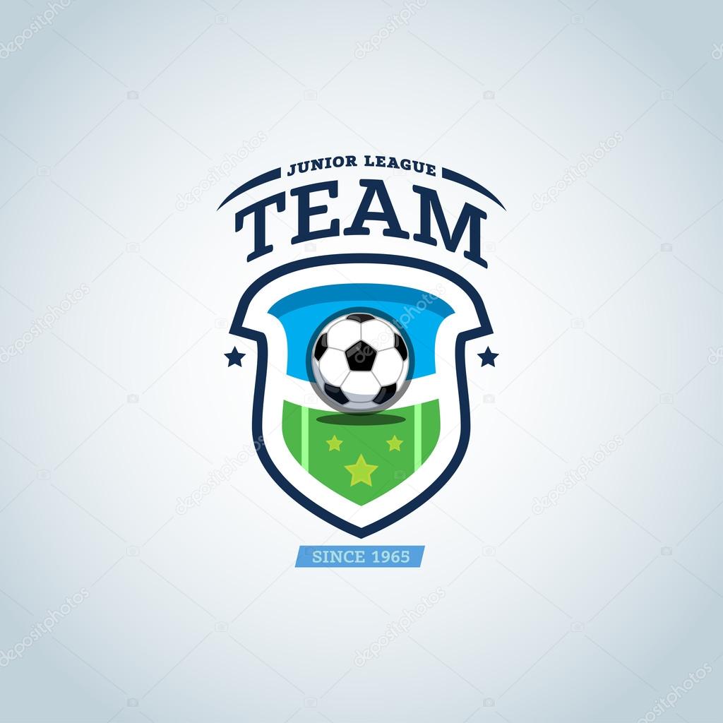 Green and dark blue soccer football badge logo design template, sport logotype template. Soccer Themed T shirt. Football logo. Vector illustration.