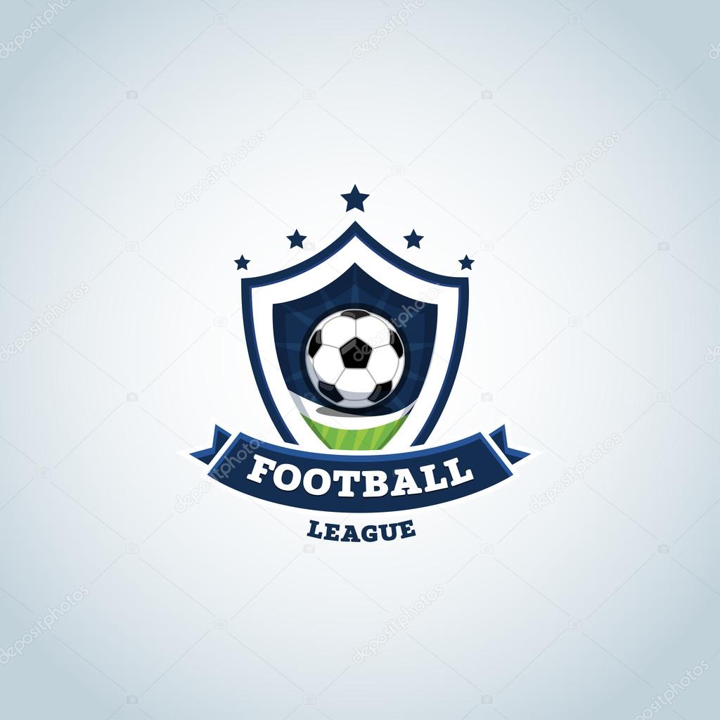 Soccer logo. Green and dark blue soccer football badge logo design template, sport logotype template. Soccer Themed T shirt. Football logo. Vector illustration