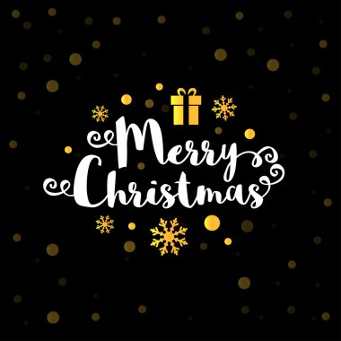 Neşeli Noel metin altın kar taneleri ile 