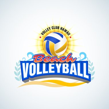 Beach volleyball label  clipart