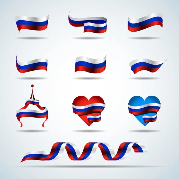 Banderas de Rusia, cintas rusas tricolor — Vector de stock