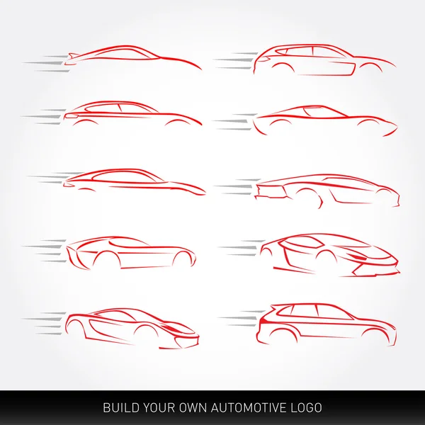 Logotipos de coches Siluetas — Vector de stock