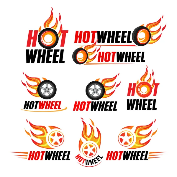 Hot wheel, Racing flat labels — Stock Vector