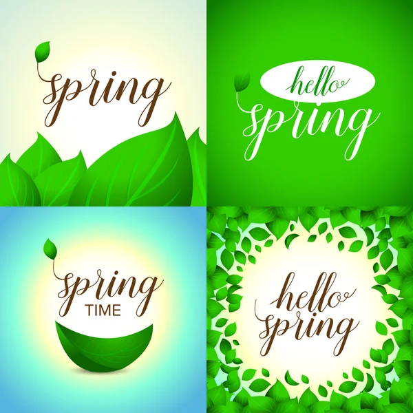 Весна, привет весенние плакаты — стоковый вектор