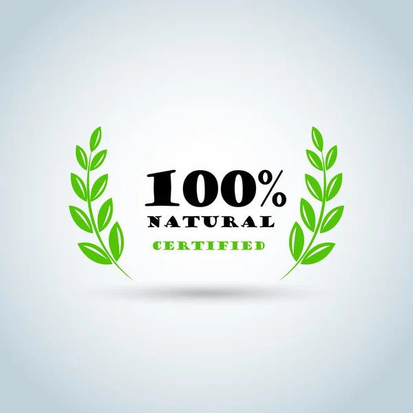 100% natural certified logo — Stock Vector