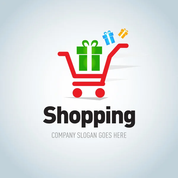 Shopping cart with presents logo — Stock Vector