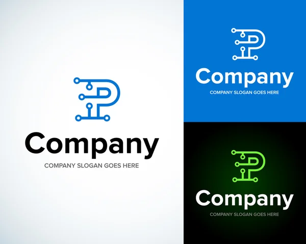 Logo moderno y elegante con letra P — Vector de stock