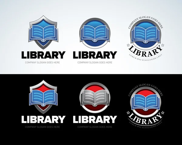Kütüphane logotipleri, kitap logoları — Stok Vektör