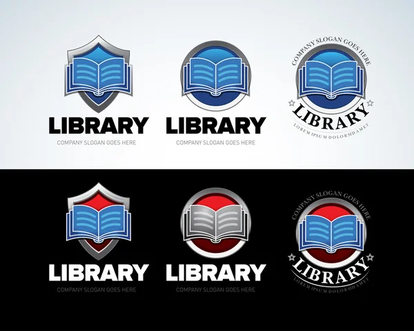 Logotipos de biblioteca, logos de libros — Vector de stock