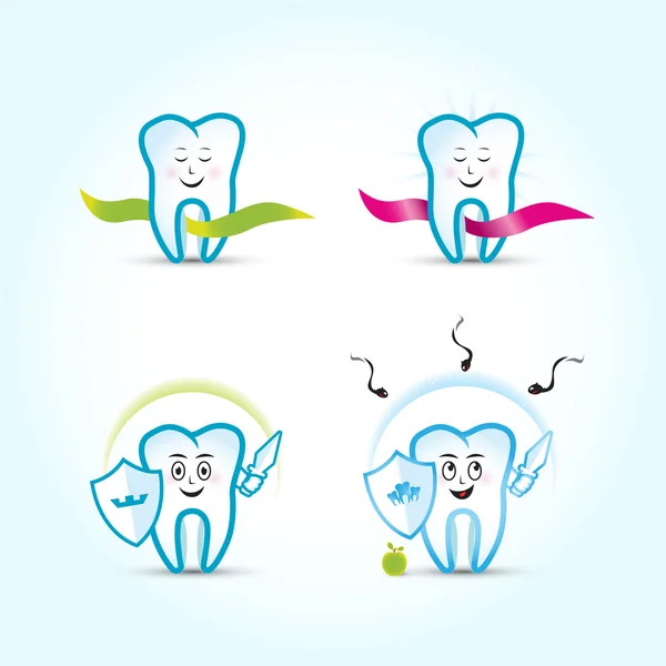Maskotki do zębów. Postacie zębów — Wektor stockowy