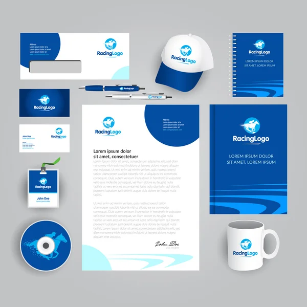 Corporate Identity template met paardenrennen — Stockvector