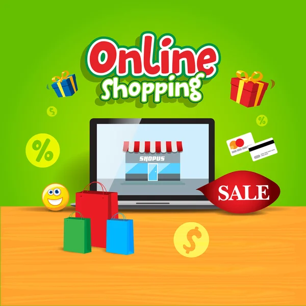 Buying and shopping online icons — Stock Vector