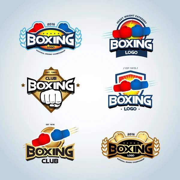 Conjunto de plantillas de logotipo de boxeo — Vector de stock