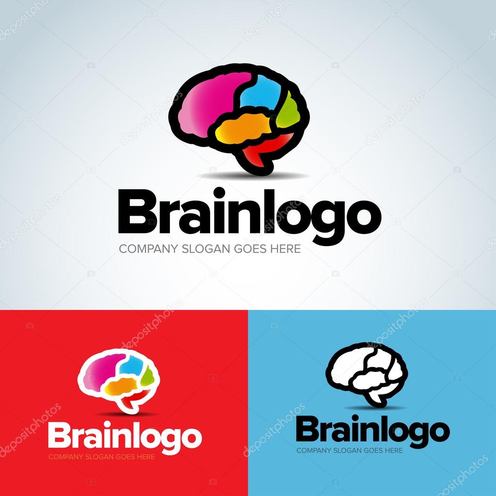 Color Brain Logos design vector template. Generate idea. Brainstorming logotype concept icon. Vector illustration.
