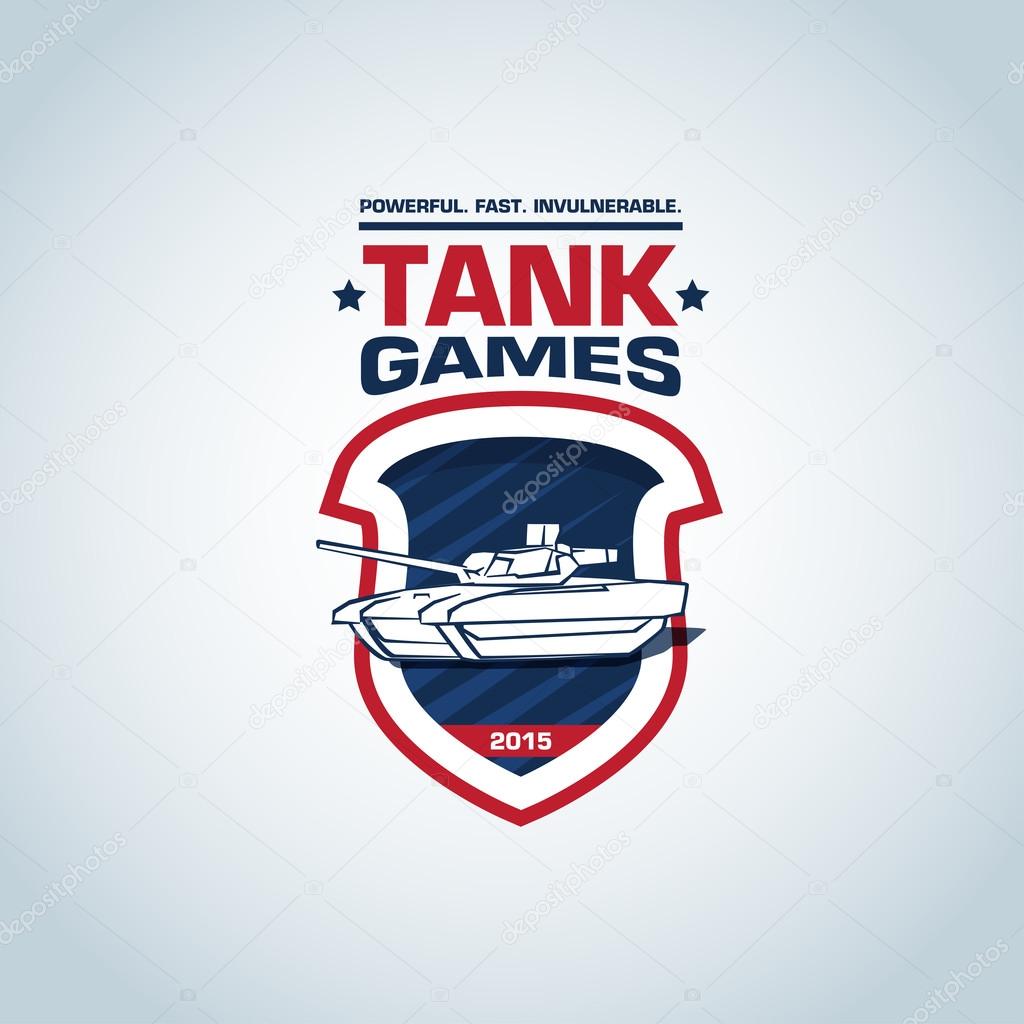 Tank theme logotype template. Tank logo design, vector illustration. Badge logo, military t-shirt graphic design.