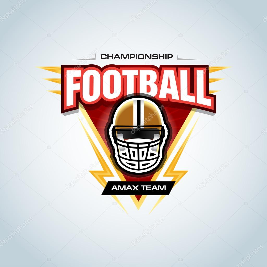 American football logo template, badge, t-shirt, label, emblem. Football helmet. Vector illustration.