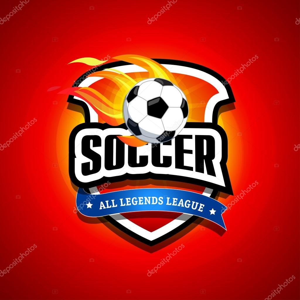Soccer, football logo. Fire Red and black soccer football badge logo design template, sport logotype template. Soccer Themed T shirt. Football logo. Vector illustration.