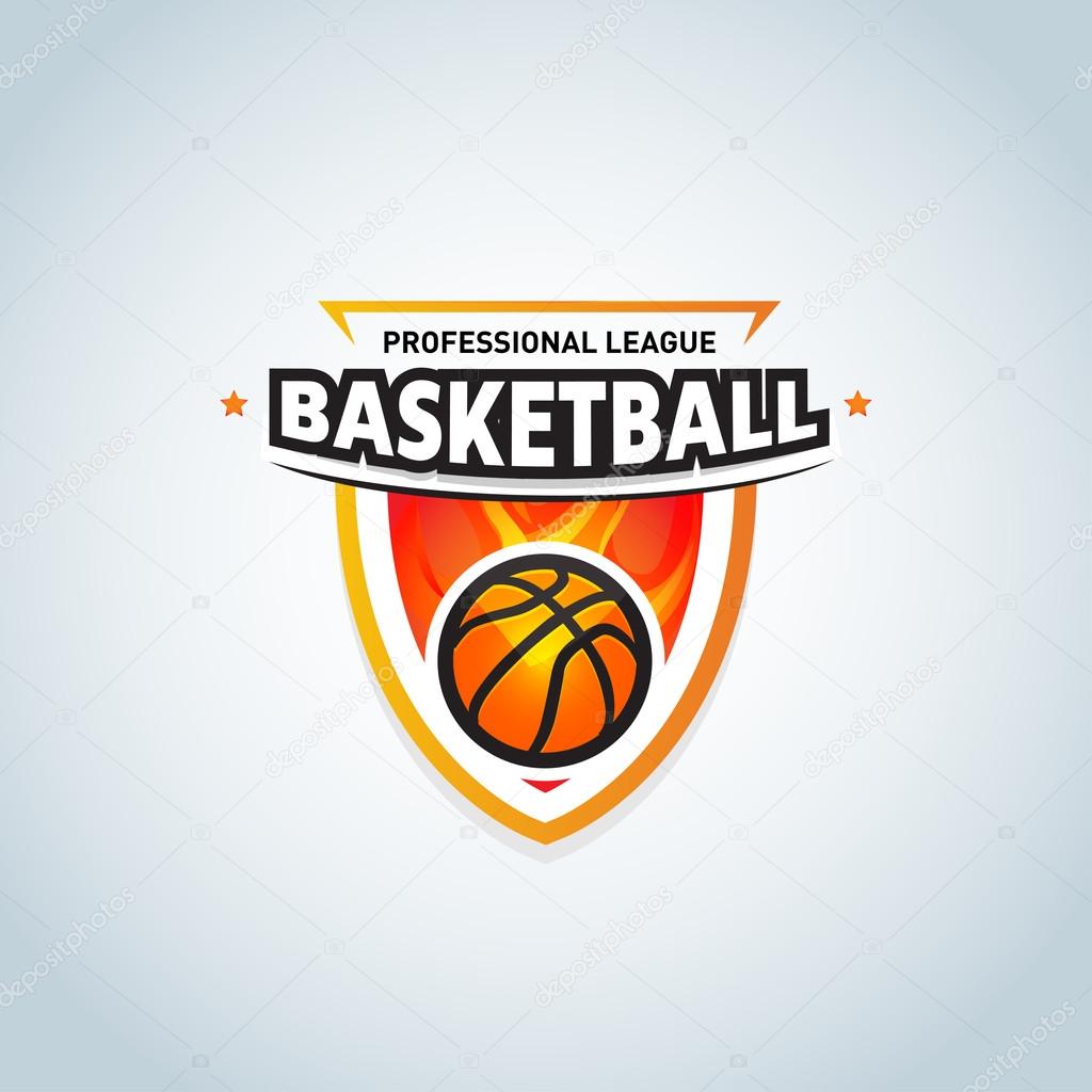 Basketball logo template, basketball logotype, badge logo design template, sport logotype template. Basketball Themed T shirt template. Vector illustration.