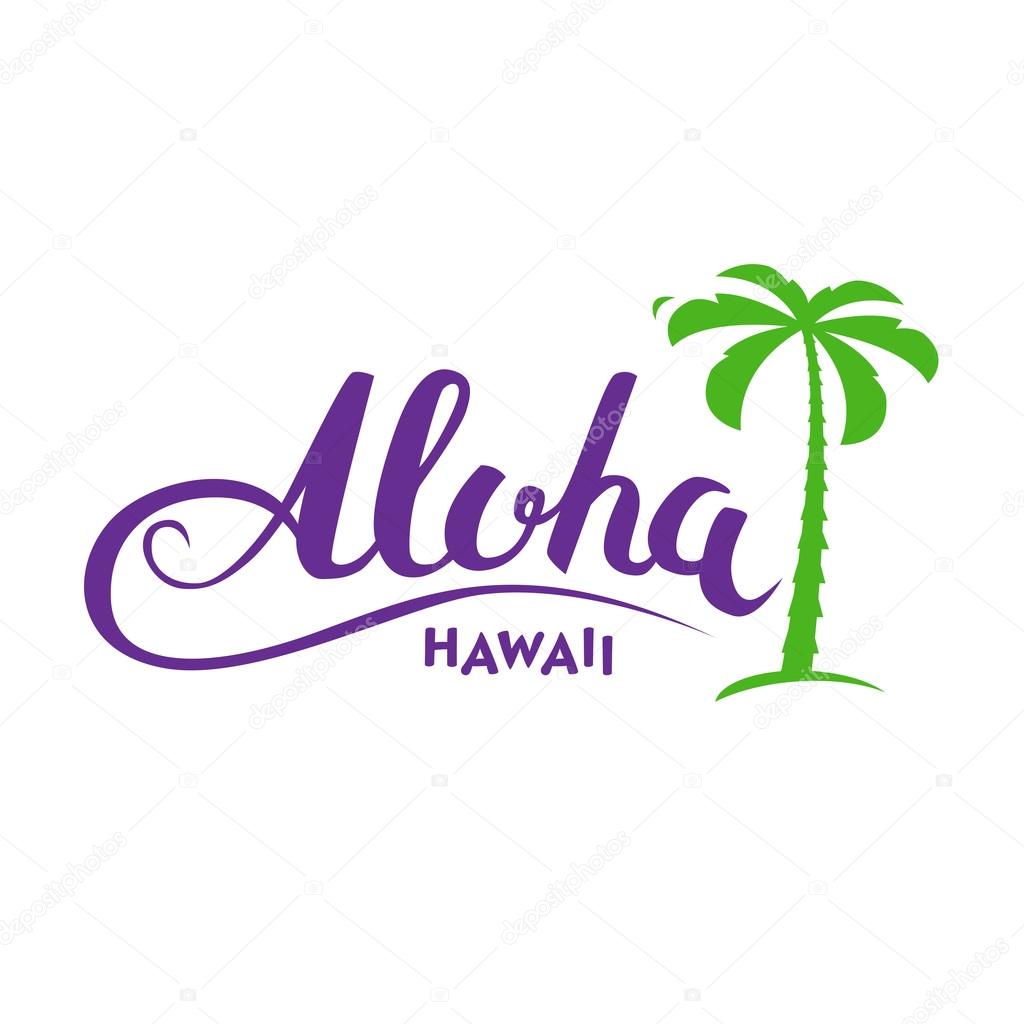 Aloha Hawaii handmade tropical exotic t-shirt graphics. Summer apparel print design. Travel souvenir idea. Vector illustration.