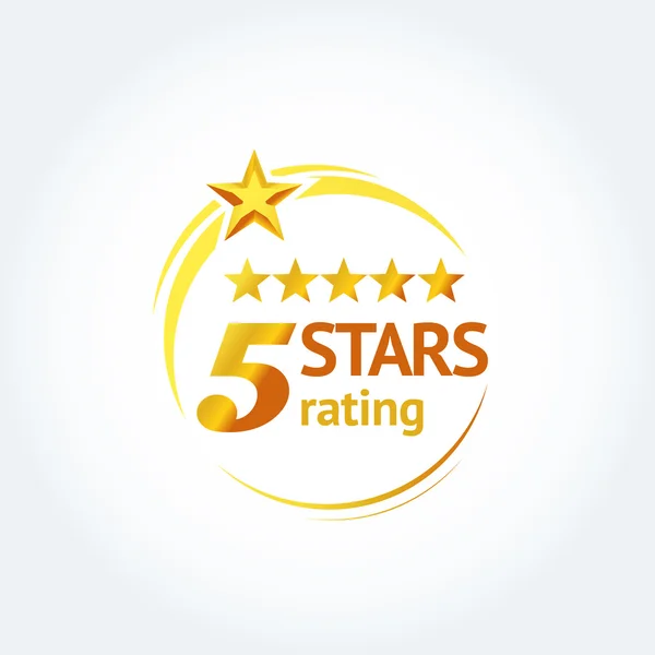 Ouro Cinco estrelas logotipo redondo — Vetor de Stock