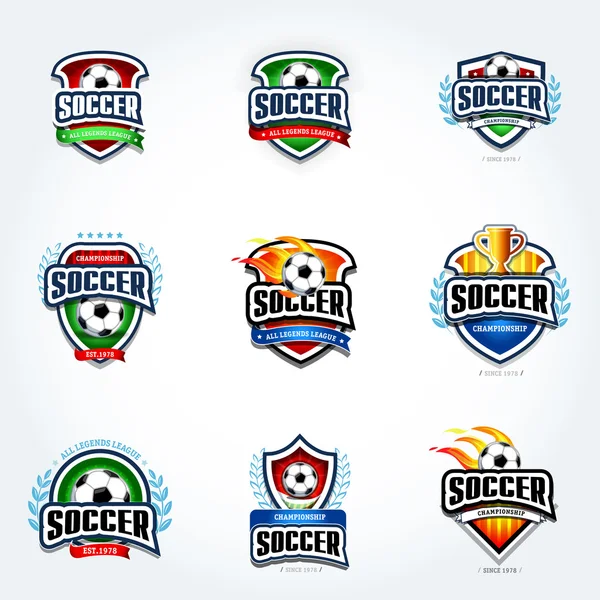 Fußball, Fußball Logo Set — Stockvektor