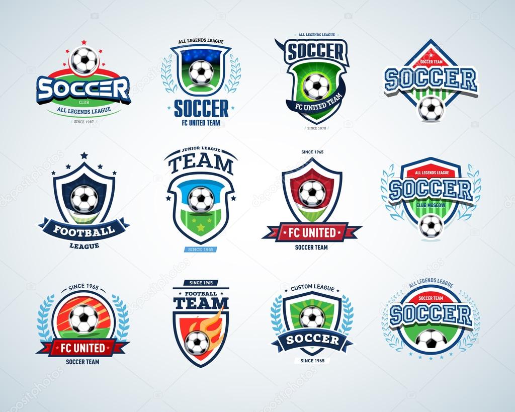 Soccer logo set of soccer football logo template emblem designs