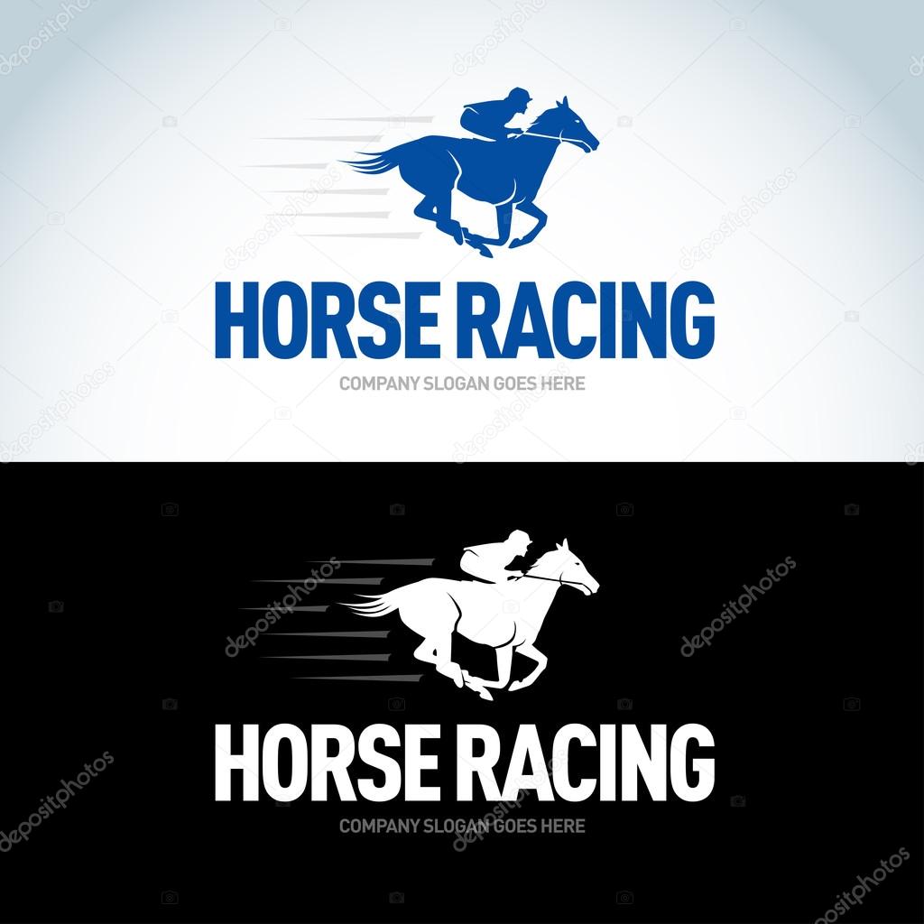 Horse Racing logotype template, color and black vector logo variations. Isolated vector illustration.
