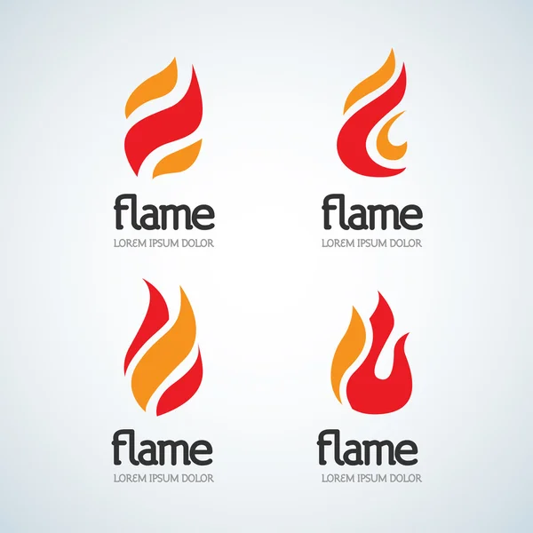 Fuego Llama Logotipo diseño plantilla conjunto — Vector de stock