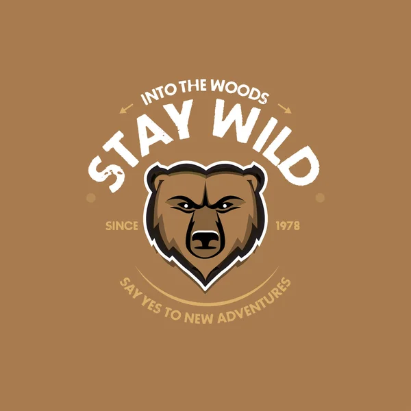 Stay Wild Bear Head — стоковый вектор