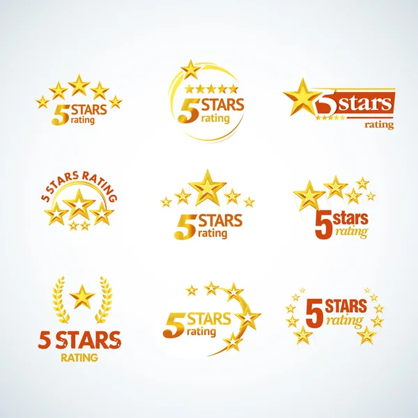 Golden Five stelle logo rotondo — Vettoriale Stock