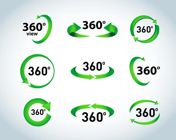 360 grados Ver iconos — Vector de stock