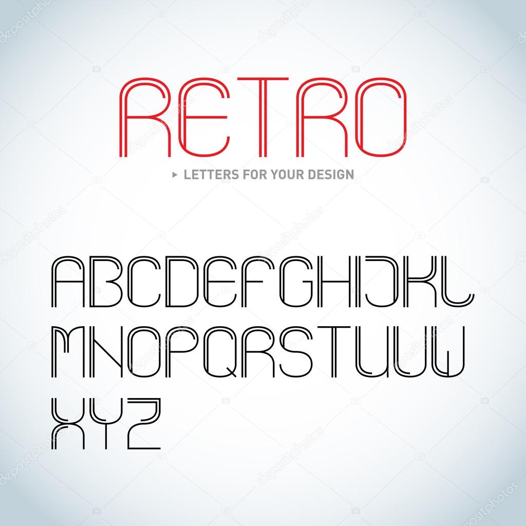 Retro Alphabet formed by parallel lines. Vector design template elements for your application or corporate identity.