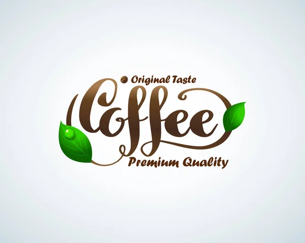 Handschrift Koffie Borstel Logotype Warm Koffie Logo Koffie Winkel Illustratie Rechtenvrije Stockillustraties