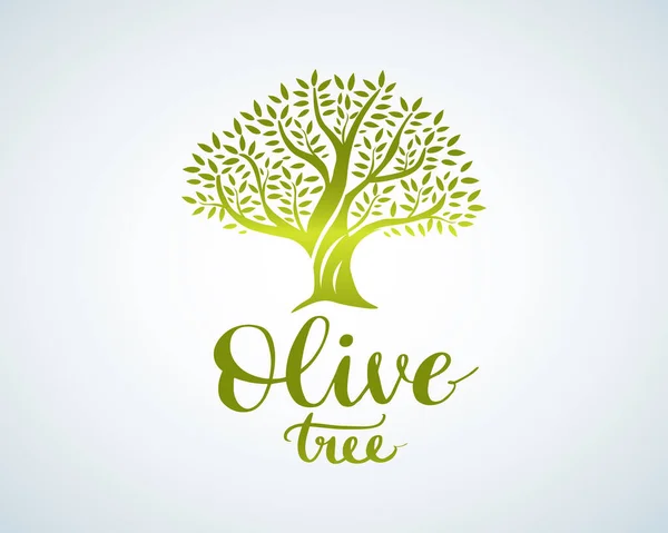 Elégante Icône Isolée Olivier Conception Logo Arbre Vectoriel Illustration Silhouette — Image vectorielle