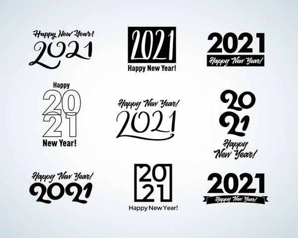 Большая Коллекция 2021 Новым Годом Знаков Набор 2021 Новым Годом — стоковый вектор