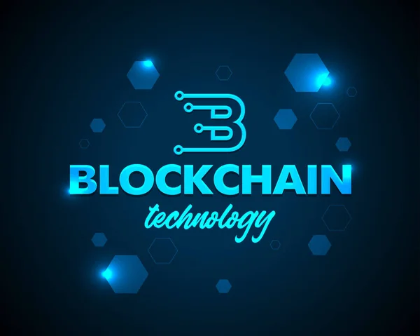 Blockchain Pictogram Logo Concept Donkere Achtergrond Cryptogeld Data Sign Ontwerp Rechtenvrije Stockillustraties