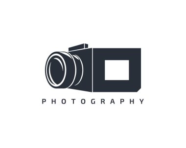 D harfi kamera logo şablonu. Beyaz arkaplanda kamera logosu simgesi. Moda tasarım logo kamerası.