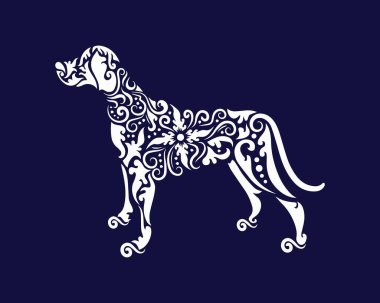 Biçimli köpek süsü logosu tasarımı işaret, simge veya sembol olarak, tam katmanlı vektör olarak kullanılabilir ve boyut ve renkleri düzenlemek ve özelleştirmek neredeyse resimleyici sürümü ile uyumlu olarak kolaylıkla kullanılabilir