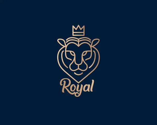 Aslan Kraliyet Logosu Tasarımı Işaret Simge Veya Sembol Tam Katmanlı — Stok Vektör