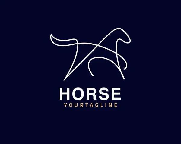 Raffreddare Una Linea Disegno Logo Cavallo Concetto Animale Unico Può — Vettoriale Stock