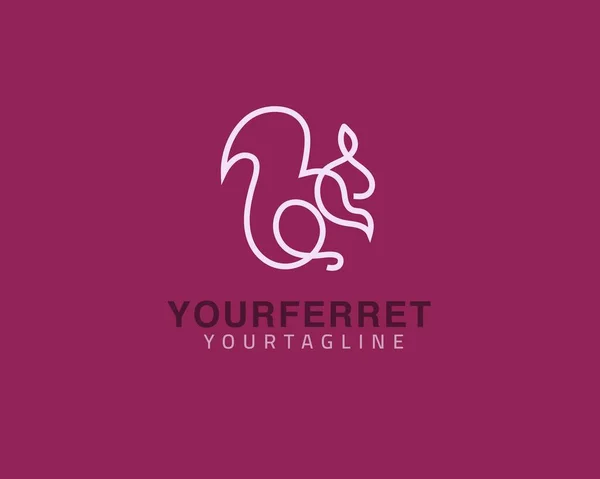 Raffreddare Una Linea Furetto Logo Design Unico Concetto Animale Può — Vettoriale Stock